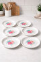 طبق طعام ميلامين 6 قطع 18x3 سم منقوش طبق تقديم آمن للاستخدام في غسالة الأطباق قابل للغسل - 3