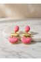 Pink Wavy Marble Effect Gold Color Dangle Earrings Steel Does Not Tarnish - 5