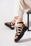 Hertemer full band thong Genuine Leather women's Sandals black - 2
