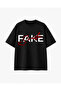 تي شيرت أسود من Fake Smile مطبوع