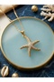 Sparkling Starfish Gold Color Steel Necklace