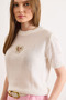 Women's White Stone Heart Detailed Cotton Content Knitwear Blouse Blz-19003259 - 4