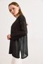 Women's Black V-Neck Loose Fit Sheer Knitwear Blouse Blz-19003255 - 3