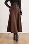 Women's Brown Zippered Belt Pack Poly Viscose Drapey A-Line Skirt Etk-19000408 - 5