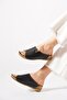 ديستن يان بإبزيم فلات فايس جلد أصلي نسائي شبشب أسود