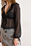 Women's Black Ruffled Tulle Boho Stylish Blouse Blz-19003244 - 5