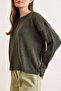 Women's Khaki Crew Neck Cotton Content m Transitional Knitwear Blouse Blz-19003226 - 5