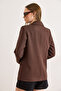 Women's Brown Single Button Premium Blazer Jacket with Lined Pocket Flaps Ckt-19000395 - 6