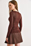 Women's Bitter Brown Collar Ankle Lace Detailed Sheer Blouse Blz-19003258 - 6