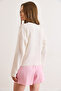 Women's White Crew Neck Cotton Content m Transitional Knitwear Blouse Blz-19003226 - 6