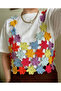 Megahan Boutique Colorful Floral Hand-Knitted Bohemian Cropped Sweater - 3