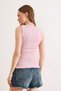 Women's Pink Cotton Beads Bow Detail Corded Fabric Athlete Blouse Blz-19003241 - 5