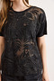 Women's Black Semi Sheer Devore T-Shirt Tsh-19000949 - 5