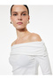 Long Sleeve Off-Shoulder Madonna Collar Knitwear Sweater - 3