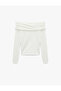 Long Sleeve Off-Shoulder Madonna Collar Knitwear Sweater - 4