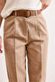 Women's Beige Belt Pack Pocketed Gabardine Carrot Pants Pnt-19000394 - 5