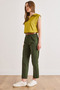 Women's Khaki Belt Pack Pocketed Gabardine Carrot Pants Pnt-19000394