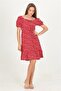 Women's Neckline Ruched Floral Print Viscose Dress Dplptr11 - 3