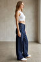Women's Retro Jean Pants - Dark Navy Blue - 2