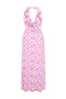 Women's Pink Ethnic Printed Long Dress with Tie Detail - 2