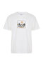 Men's White Loose Fit Embroidered Crew Neck T-Shirt