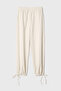 Women's Stone Color Carrot Cut Elastic Waist Trousers - 2