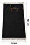 Kabe Embroidered Luxury K Velvet Prayer Rug - Dowry Gift, Hajj and Umrah Gift Prayer Mat - Black - 4