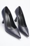 Ernio Navy Blue Vegan Leather 9 cm Thin Heeled Pointed Toe Stiletto Women's Shoes - 3