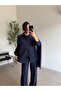 Navy Blue Double Suit with Shawl - 4