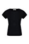 Women's Black Crew Neck Lyocell T-Shirt - 4