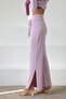 Lila Drawstring Waist Slit Corded Fabric Women's Knitwear Trousers - 4