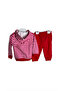Red Pink Striped Hooded 3-Piece Set - 2