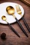 Modern Gold Color Stainless Steel Tablespoon Set of 6, Matte Black Strappy Premium Tablespoon Set - 3