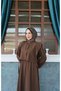 Bolero Elastic Waist Hijab Dress Brown Hnt011 - 6