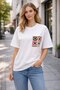 Women's Oversized Floral Motif Lace Pocket Detail T-Shirt