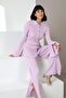 Lilac Buttoned Spanish Sleeve Slit Detailed V Viscose Knitwear Cardigan