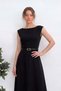 Women's Belt Detail Midi Length Dress Black, Burgundy - 2