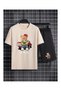 Unisex T-Shirt Shorts - T-Shirt with Shorts Bottom Top Set Elemek Printed Crew Neck