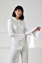 White Buttoned Spanish Sleeve Slit Detailed V Viscose Knitwear Cardigan - 5