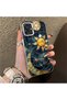 Samsung Galaxy A07 Compatible Silicone Edge Hard Back Anti-Fall Phone Case Moon and Stars Patterned
