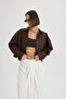 Numen Slit Detail Brown Short Shirt - 2