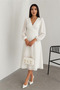 Women White Lined Chiffon Dress Dpk30281 - 2