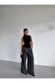 Women's Black Tulle Detailed Draped Sandy Blouse with Draped Collar and Side Drapes Hzl26S-Fry123791 - 4