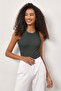 Women's Corded Fabric Look Slim Fit Body-Fitting Basic Undershirt Blouse, Pack of Halter Neck and Cotton