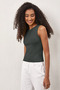 Women's Corded Fabric Look Slim Fit Body-Fitting Basic Undershirt Blouse, Pack of Halter Neck and Cotton - 3