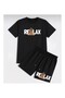 Unisex T-Shirt Shorts - T-Shirt with Shorts Bottom Top Set Elemek Printed Crew Neck