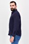 Men Regular Fit Long Sleeve Plain Casual Shirt, Navy Blue - 2