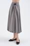 Women's Long Balloon Skirt with Gathered Front and Leather Label Detailed Design - 3