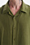 Men's Koton Linen Blended Long Sleeve Apaj Collar Shirt, Elastic Waist Pants Set - 4