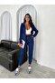 Women's Gray Color Zippered Hooded High Waist Comfortable Fit Modal Tracksuit Set - 2